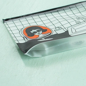Cute eyeglasses pencil bag printed clear pvc plastic zipper pouch student pencil case