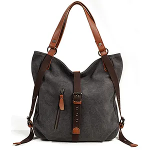 2018 new casual canvas shoulder bag canvas backpack for women