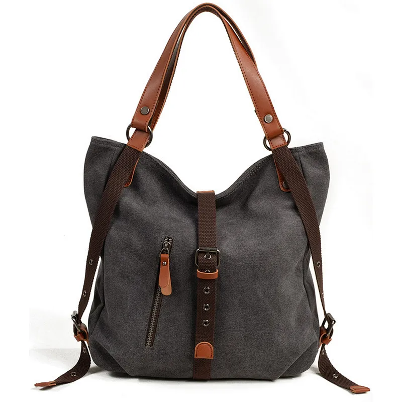 2018 new casual canvas shoulder bag canvas backpack for women