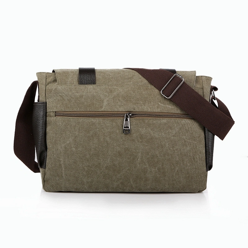 Cotton canvas laptop messenger shoulder strap school bag for teenagers boys