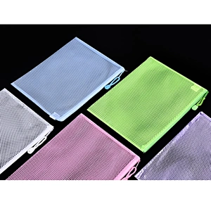 B4 B5 Custom zip plastic PVC mesh clear customised document bag zipper a4 lock