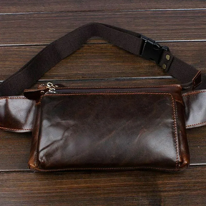 Men Waist leather fanny pack Outdoor Chest Bag