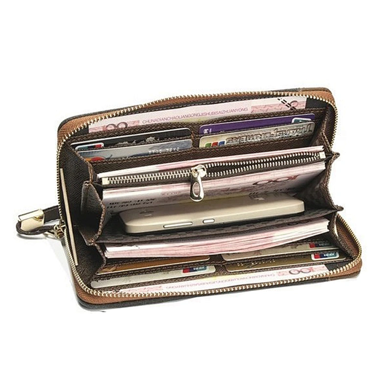 China direct manufacture high quality custom canvas wallet long pattern zipper men wallet