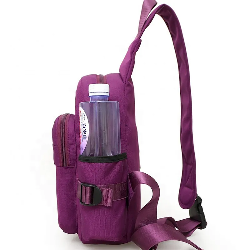 Unisex polyester messenger shoulder bag with water bottle holder