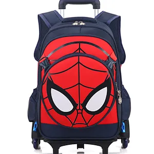 Trolley spiderman schoolbag trolley school bags for kids