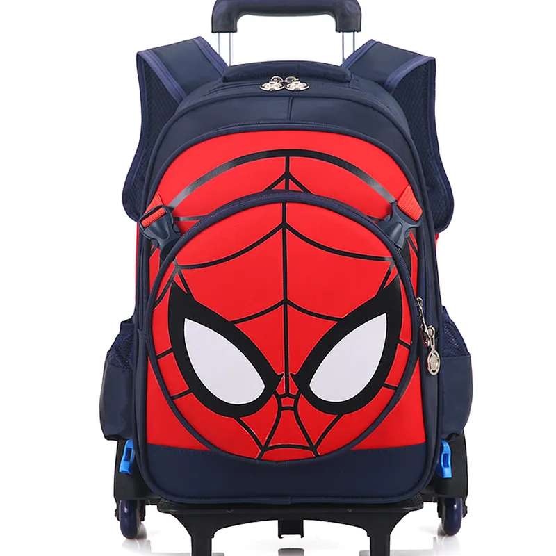 Trolley spiderman schoolbag trolley school bags for kids