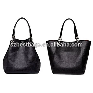 Shenzhen Manufacturer Large Size Black PU Leather Tote Handbag For Women outgoing