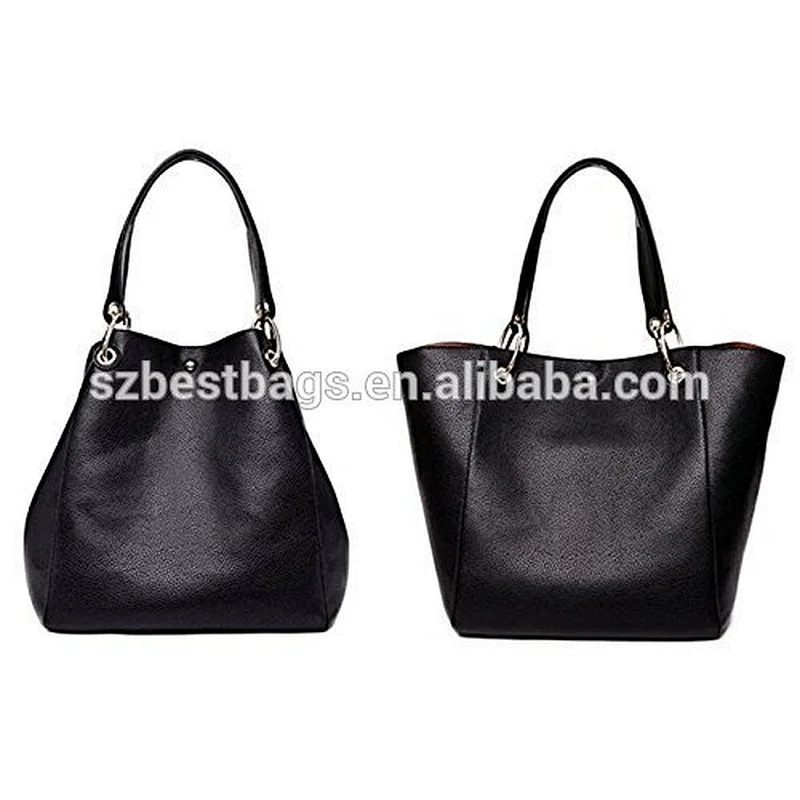 Shenzhen Manufacturer Large Size Black PU Leather Tote Handbag For Women outgoing
