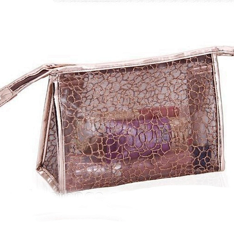 Fashion cosmetic bag trolley travel makeup tpu woman