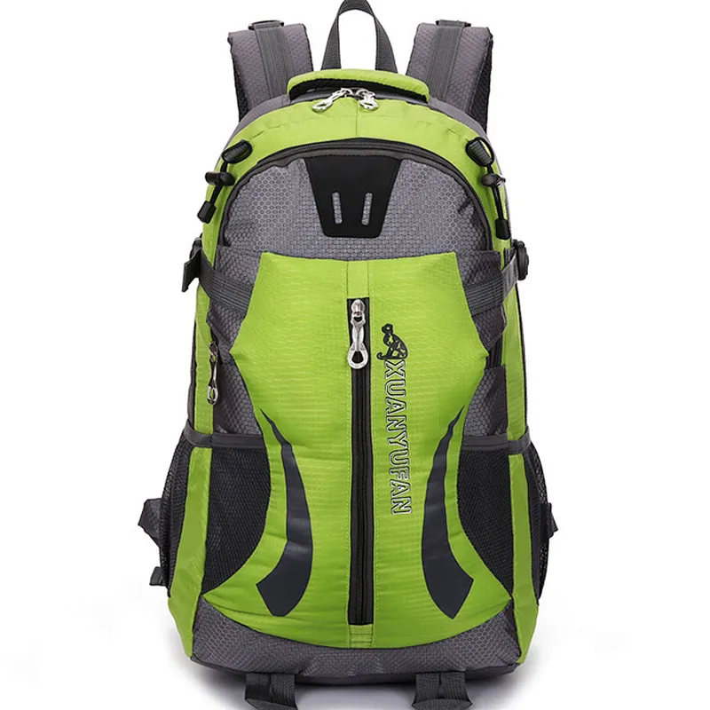 Recycled waterproof green color kids hiking daypack backpack with waist belt