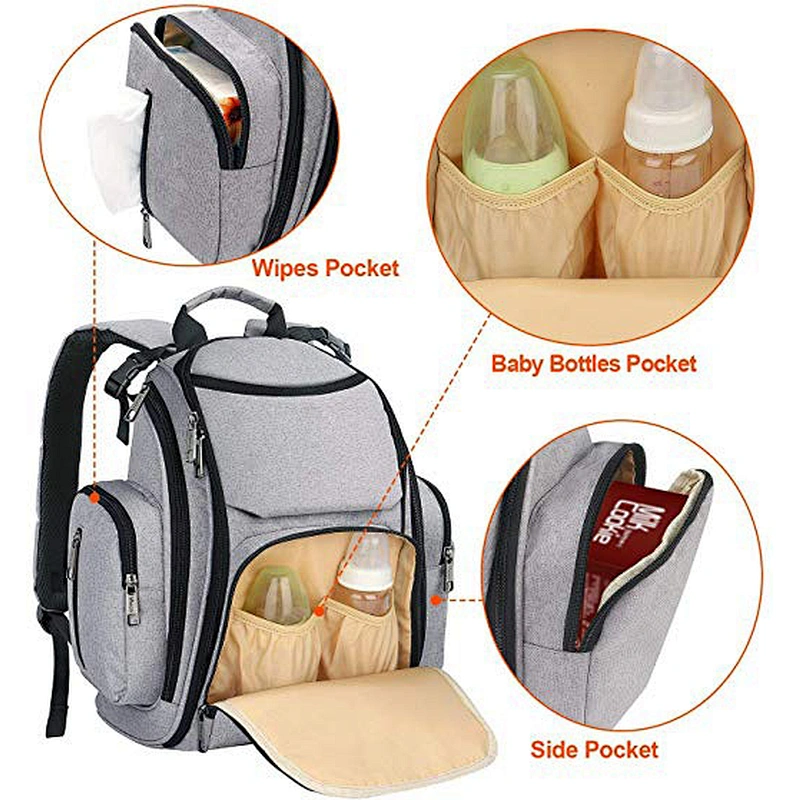 100% Eco-friendly multifunctional new baby diaper nappy bag backpack for mom