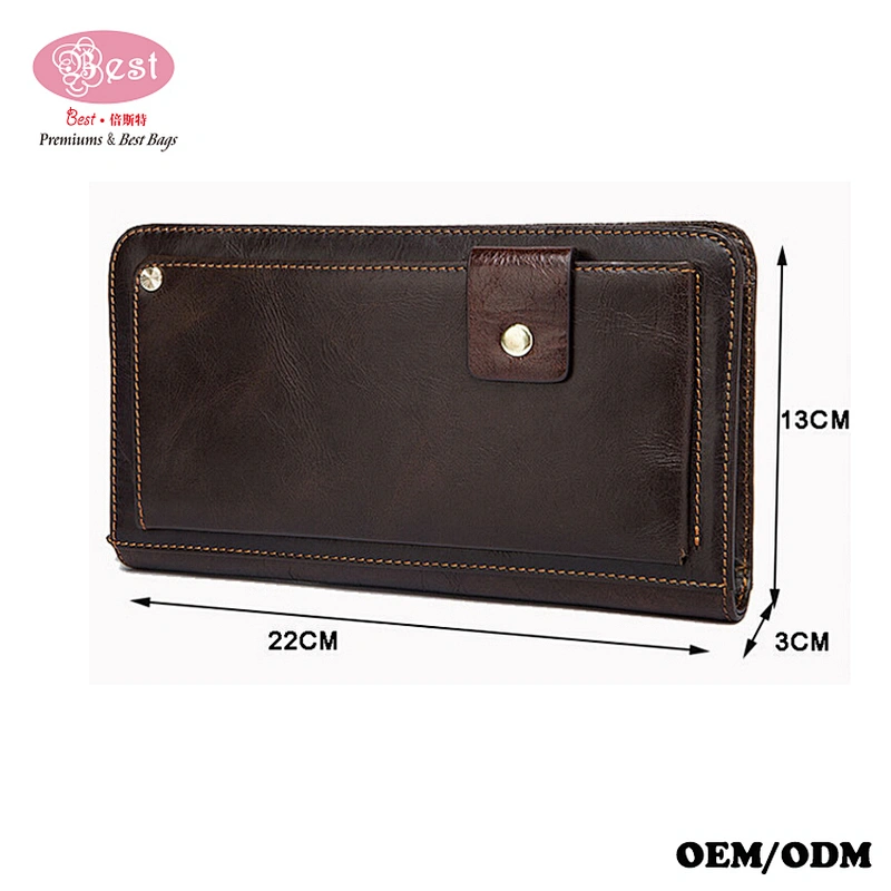 China Supplier Wholesale Long Leather Wallets Zipper Card Holder Clutch Bags