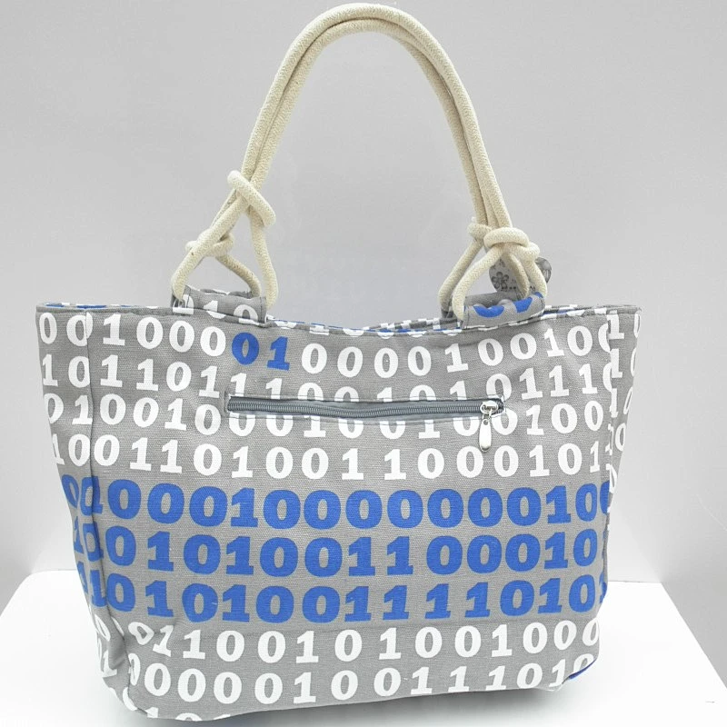 Full color printing fabric rope handle stripe canvas beach tote bags with custom printed logo