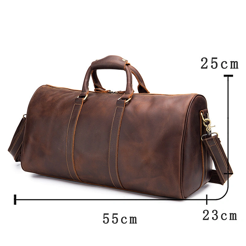 Vintage Men's Travelling Luggage Bag Genuine Leather Duffle Bags for Business Travel