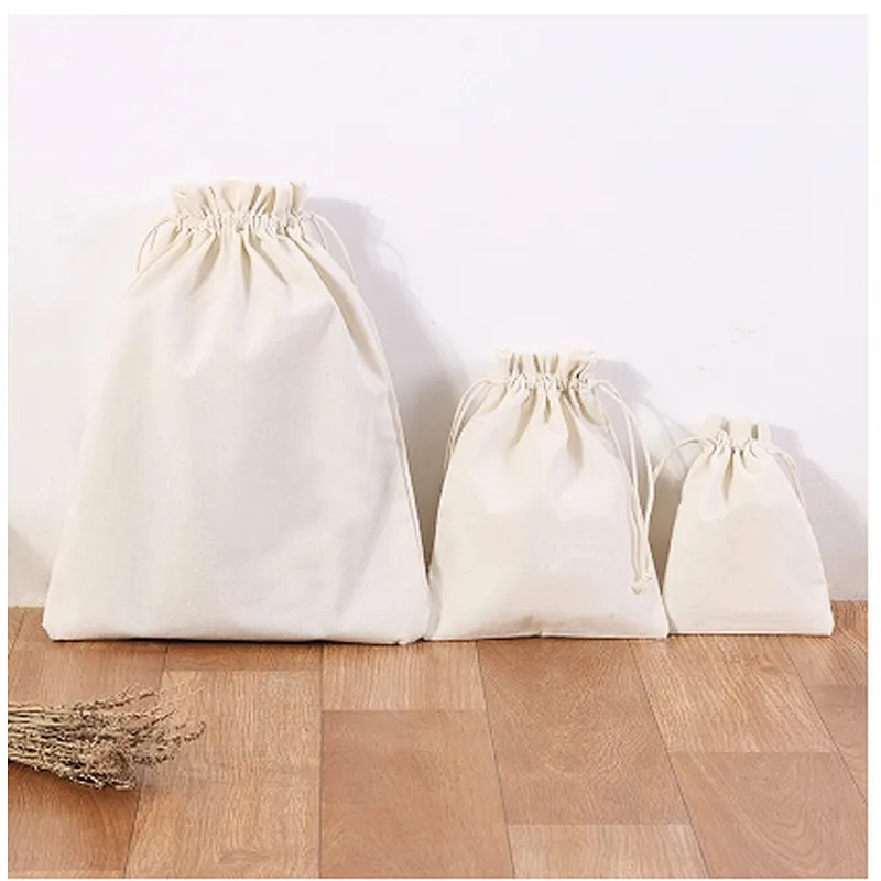 Grain storage bags small cotton cloth drawstring pouch canvas gift bag
