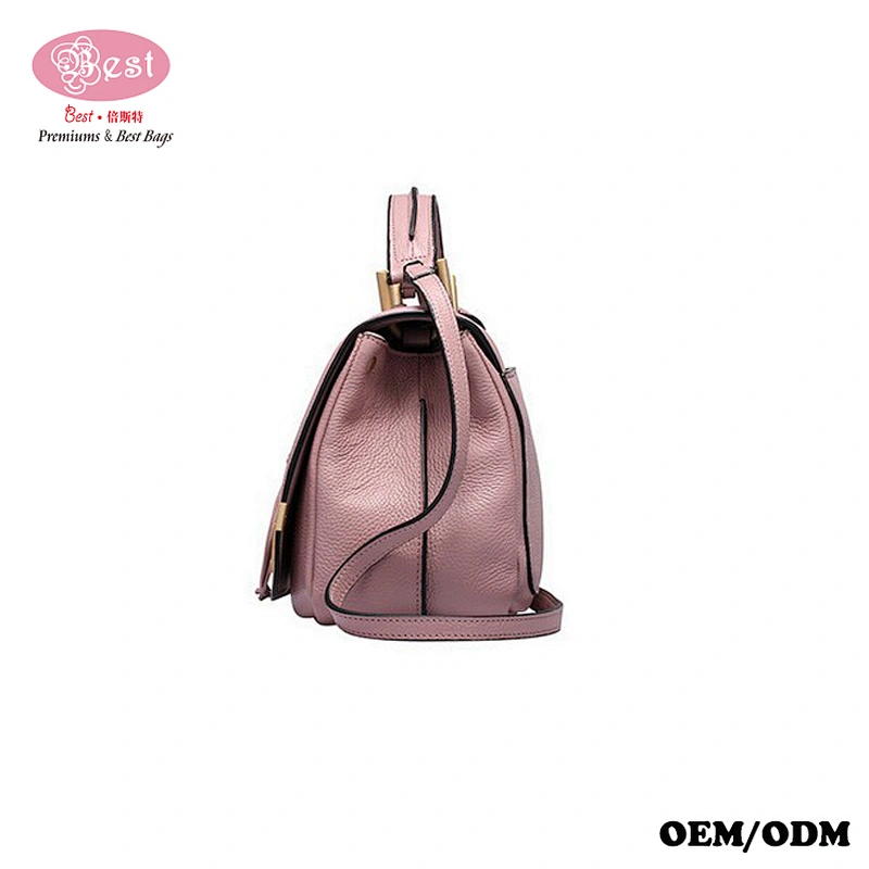 Wholesale Price Pebbled Real Leather Shoulder Bag Designer Trends Tassel Cowhide Leather Handbag with big lock
