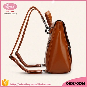 China Supplier Shenzhen Women fashion traveling leather backpack wholesale