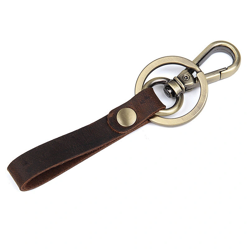 Original Personality Handmade Genuine leather Bronze Car Key Chain Promotional Gift Key Ring