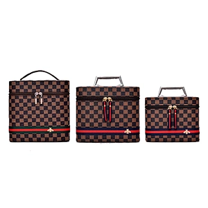 Wholesale Custom vintage fashion classic large capacity makeup bag storage bag Cosmetic Bag for daily used