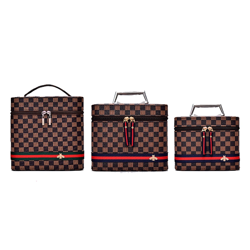 Wholesale Custom vintage fashion classic large capacity makeup bag storage bag Cosmetic Bag for daily used