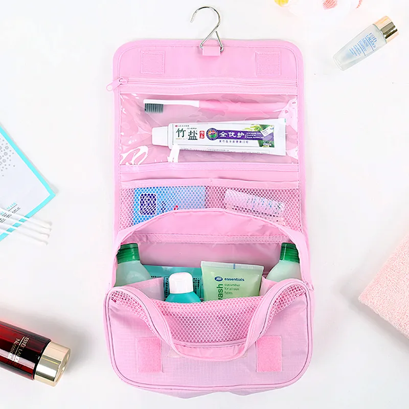 Portable foldable toilet bag hanging travel organizer toiletry kit cosmetic bag