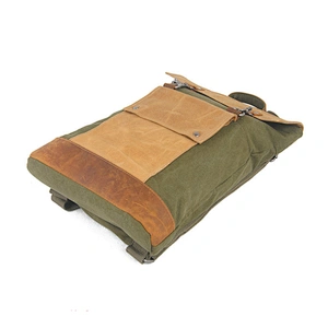 Vintage Style Canvas Rucksack Genuine Leather Backpack School Daypack Bags