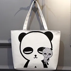 Custom made eco friendly reusable folding printed canvas tote shopping hand bag