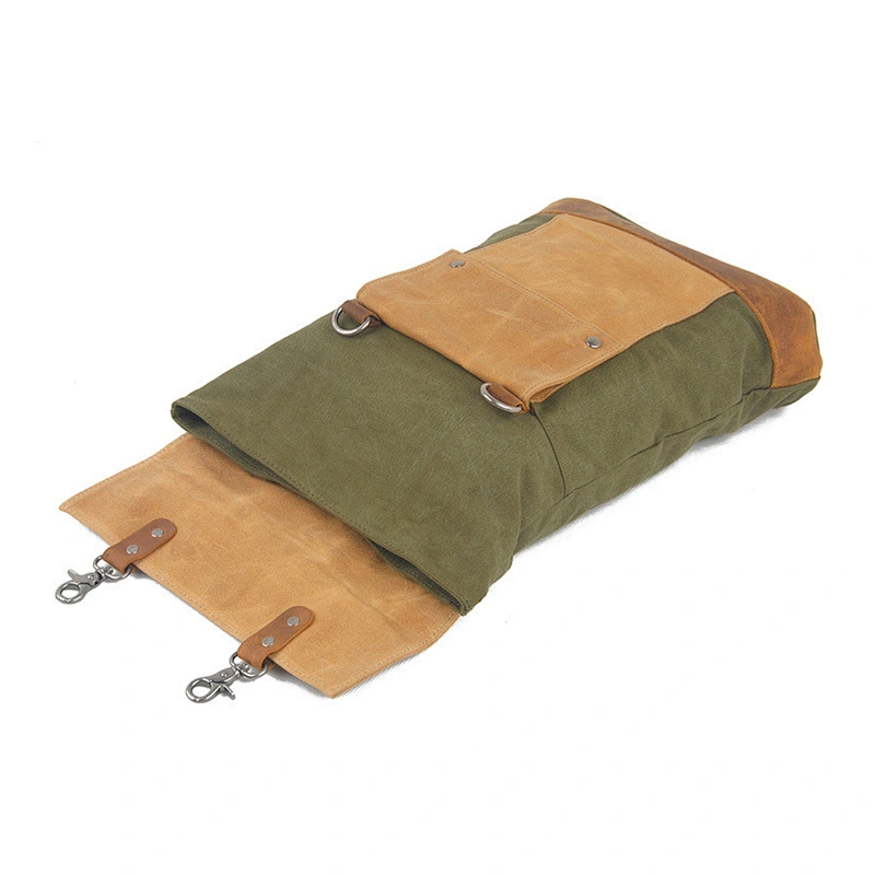 Vintage Style Canvas Rucksack Genuine Leather Backpack School Daypack Bags