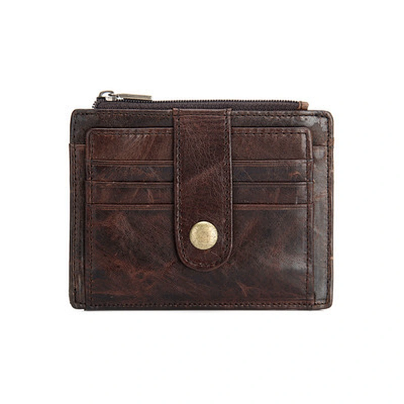 Genuine Leather  Card Holder For Men Oil Wax Leather Card Holder Travel Wallet Holder