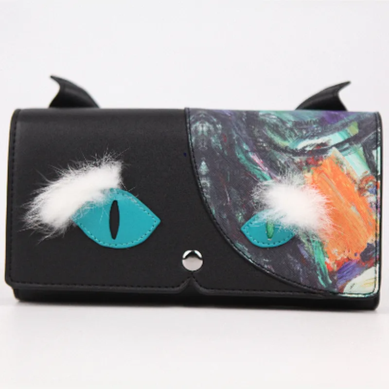 2019 oil painting palm civet series new style fashion design portable wallet card bag