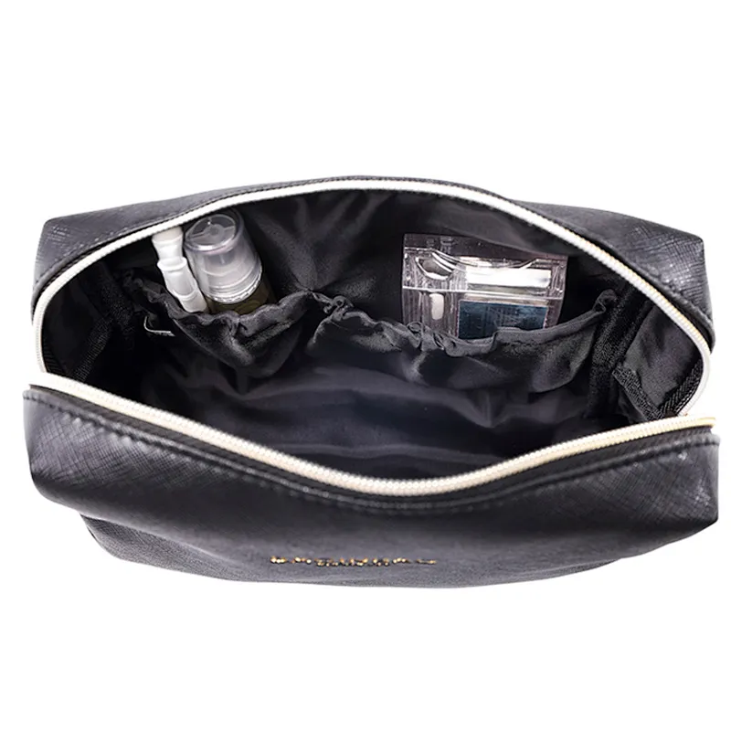 Small customized portable high quality black cosmetic pouch bag for purse