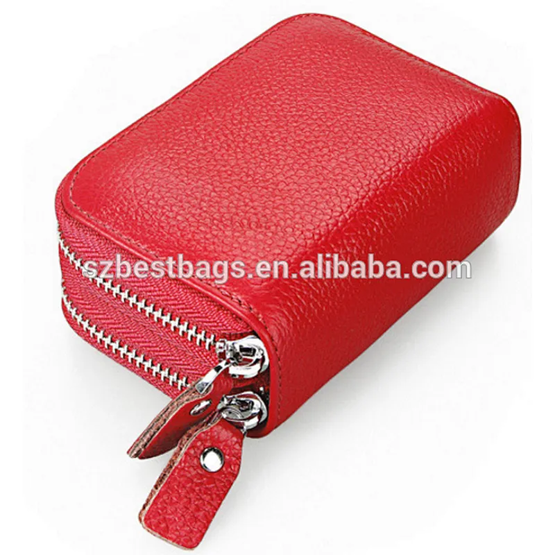 RFID Blocking Genuine Leather card wallet with multiple card slots money pocket