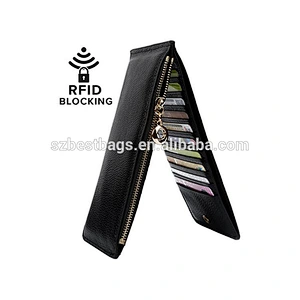 Black PU Multi-Functional Hot-selling RFID Anti-Magnetic Long Wallet