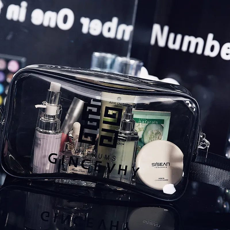 Wholesale clear PVC transparent pouch toilet cosmetic toiletry makeup bag make up purse