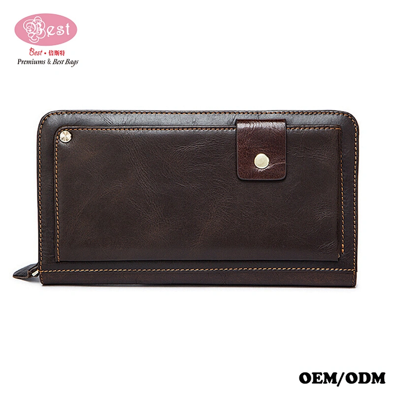 China Supplier Wholesale Long Leather Wallets Zipper Card Holder Clutch Bags