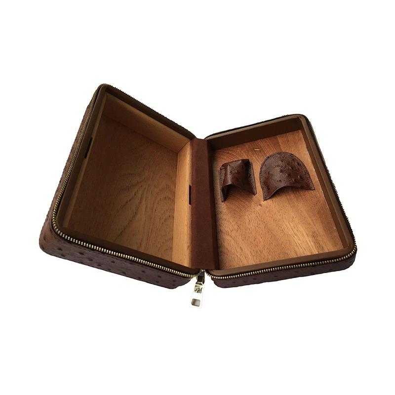 Portable Leather Cigar Case and Box for Travel Spanish Cedar Wood Cigar Humidor