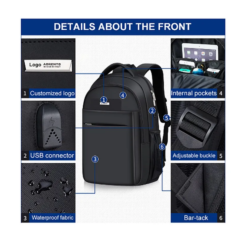 Elite daily men school bag teens nylon day pack big zipper backpack for middle school