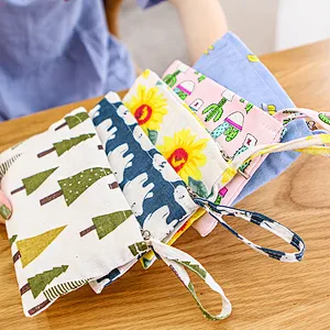 Wholesale custom plain canvas cosmetic zipper pouch makeup make up bag for women