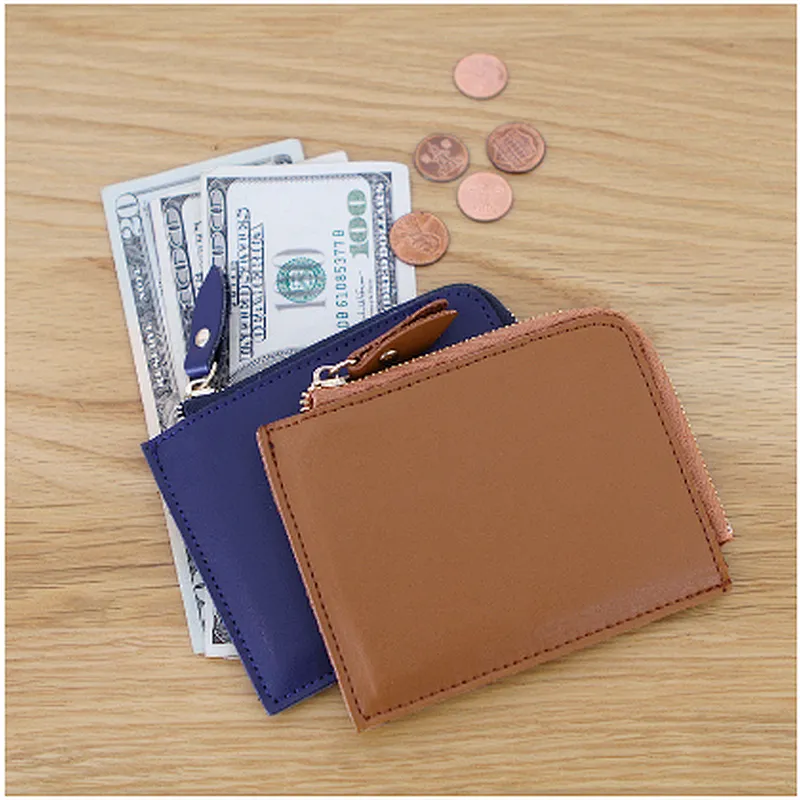 Chinese simple colour funky cheap mini safe waterproof leather hand pocket zipper wallet