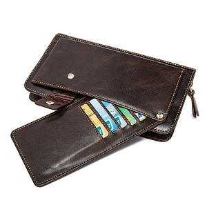 China Supplier Wholesale Long Leather Wallets Zipper Card Holder Clutch Bags