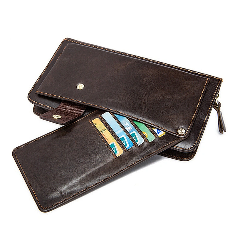 China Supplier Wholesale Long Leather Wallets Zipper Card Holder Clutch Bags