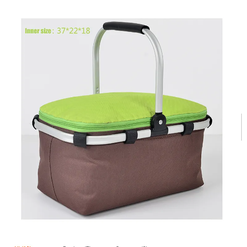 Custom cheap recyclable foldable insulated fabric picnic baskets for 2 person