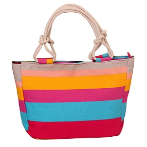 Full color printing fabric rope handle stripe canvas beach tote bags with custom printed logo