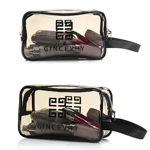 Wholesale clear PVC transparent pouch toilet cosmetic toiletry makeup bag make up purse