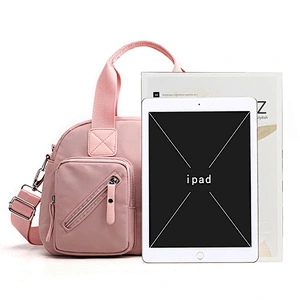 jelly  Women Nylon with ladies leather  Waterproof Handbag with zipper Messenger Shoulder hand Bag Lady Travel Tote Satchel
