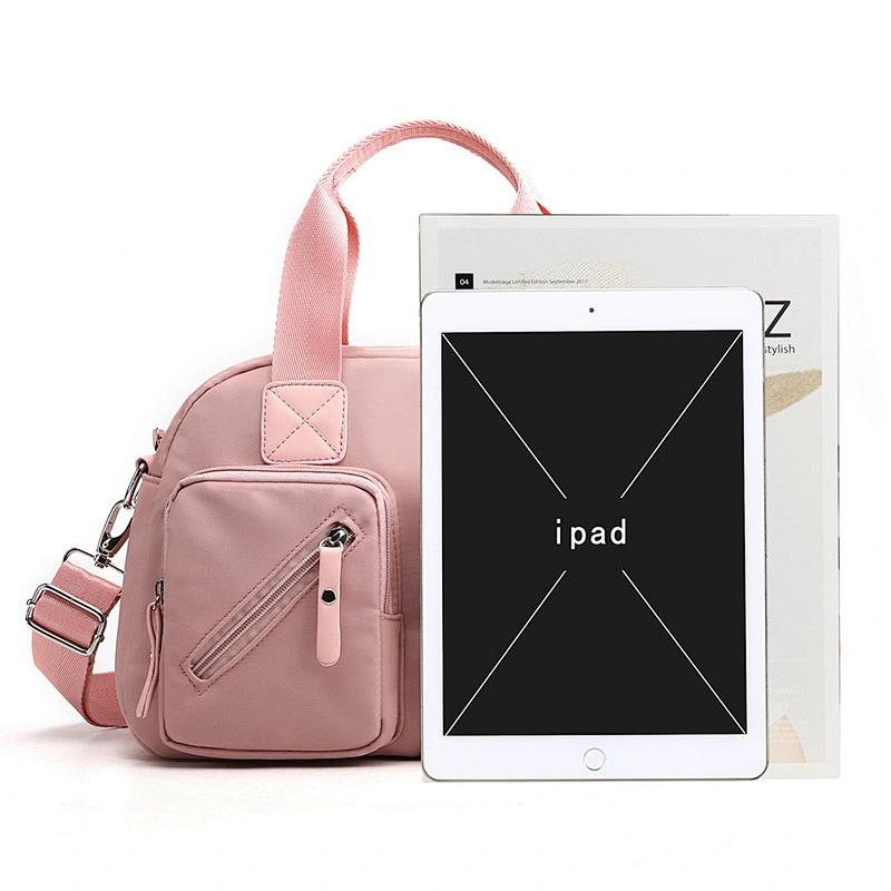jelly  Women Nylon with ladies leather  Waterproof Handbag with zipper Messenger Shoulder hand Bag Lady Travel Tote Satchel