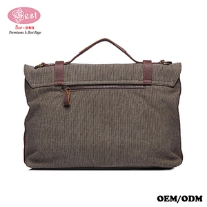Canvas Leather Laptop Shoulder Bag Vintage Messenger Bag