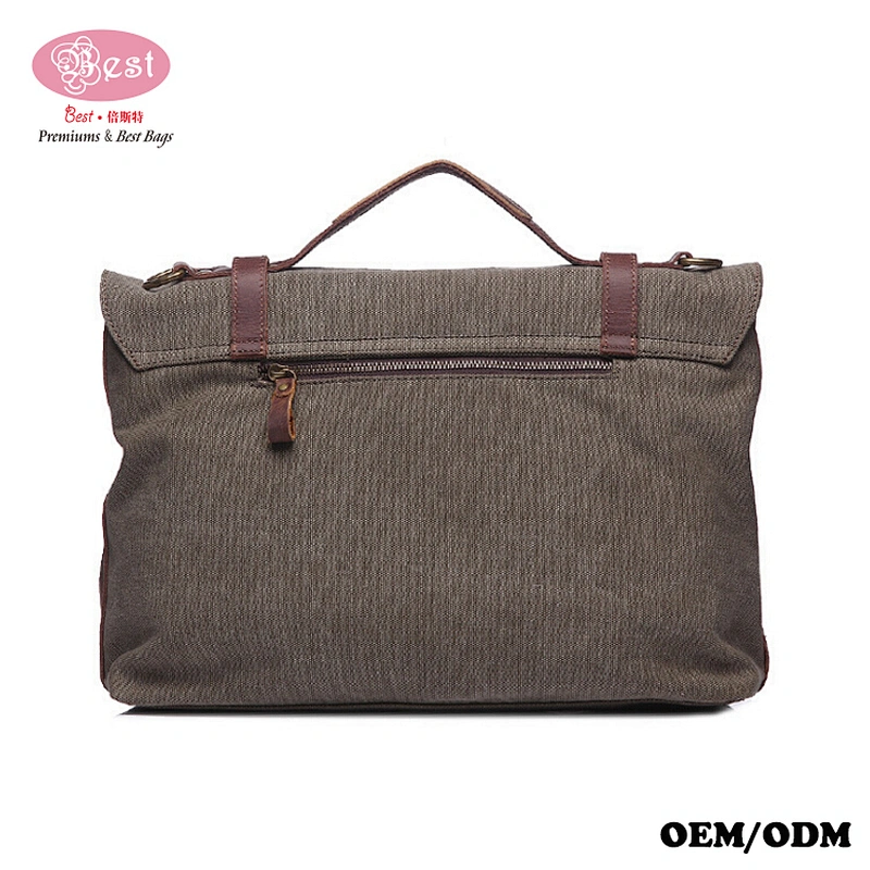 Canvas Leather Laptop Shoulder Bag Vintage Messenger Bag
