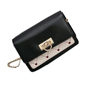2019 simple versatile classic contrasting colors crossbody shoulder bag embroidery bag for shopping or daily used