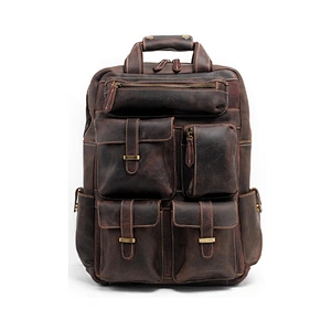 2019 Vintage Crazy Horse leather Fashion Travel Bags Men's Laptop Backpack